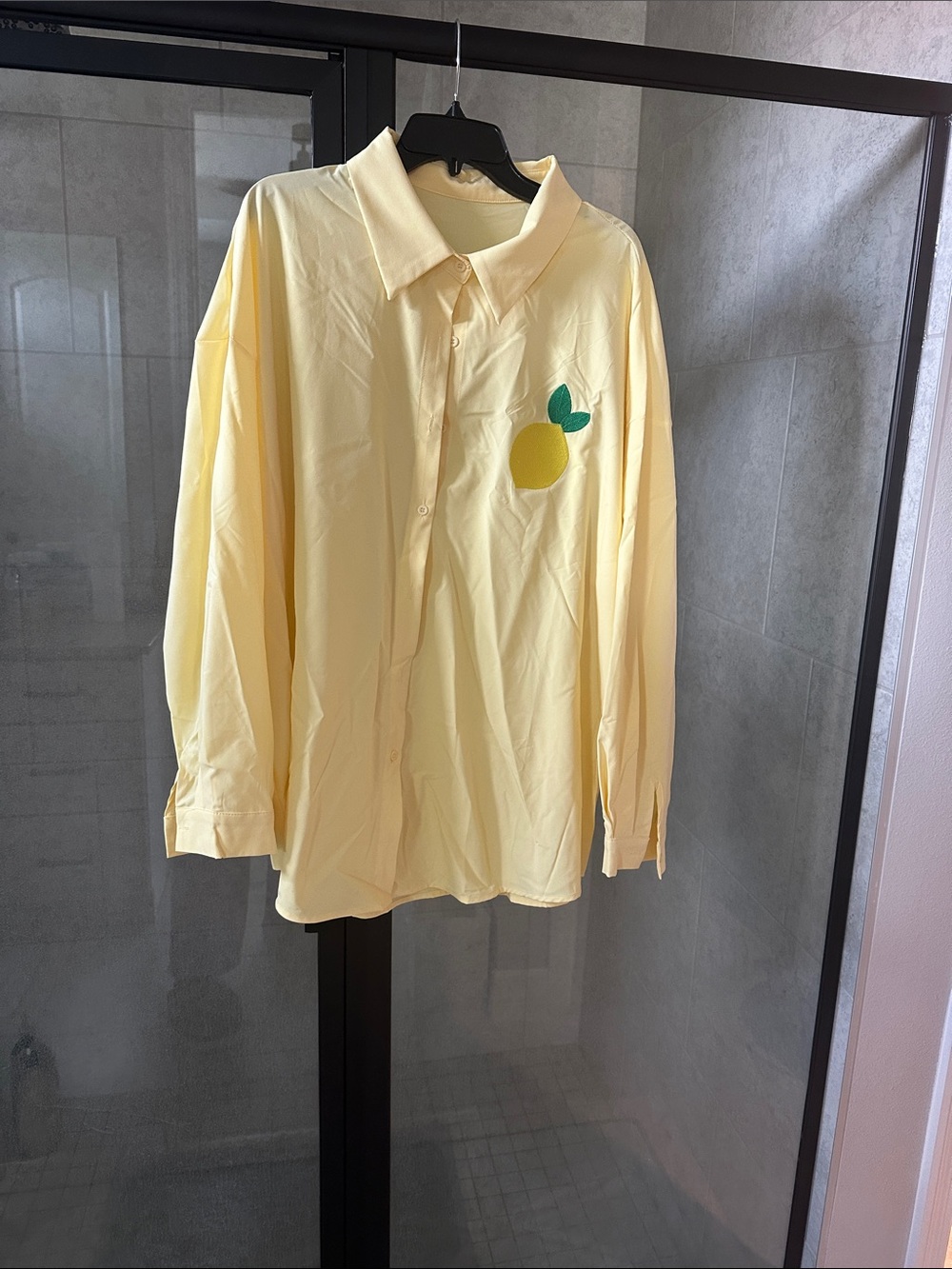 Lemon Embroidered Button-Up Shirt - Yellow